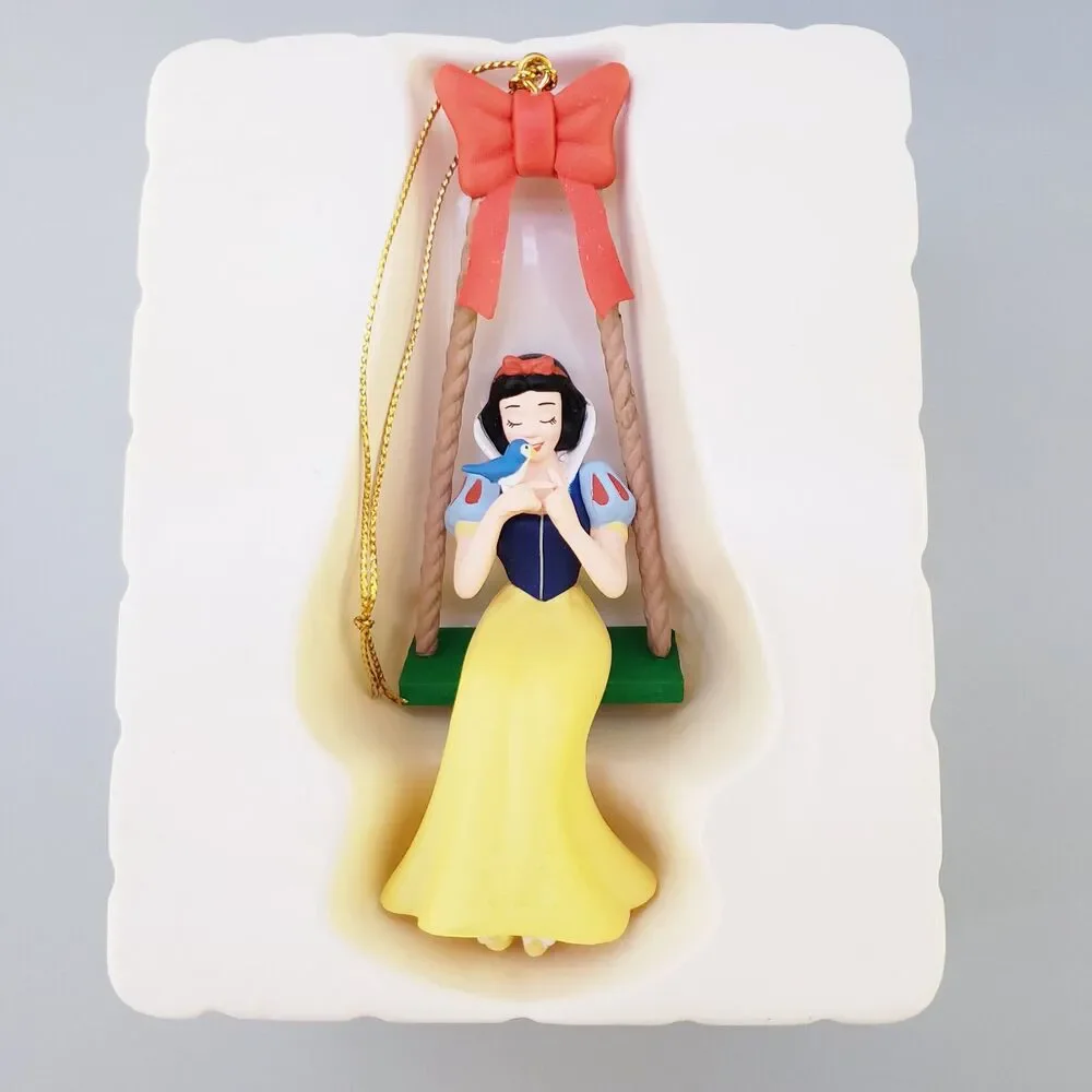 Grolier Disney Snow White Princess on Swing Ornament Blue Bird Red Bow Christmas